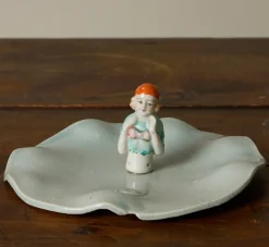 Pierce & Ward ABRA CERAMIC FIGURINE DISH - EGGSHELL BLUE GLAZE WITH WAVY RIM | Ceramics | Vessels