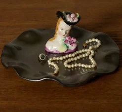 Pierce & Ward ABRA CERAMIC FIGURINE DISH - METALLIC BLACK GLAZE / BUST | Ceramics | Vessels
