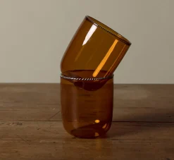 Pierce & Ward AMBER GLASS WITH STRIPED RIM | Kitchen