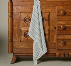 Pierce & Ward BELMONT STRIPE LINEN TEA TOWEL IN LEAF | Kitchen