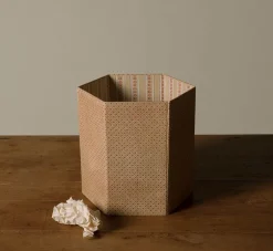 Pierce & Ward BLOCK PRINTED DOT & GRID HEXAGON COLLAPSIBLE BASKET | Vessels | Bed + Bath