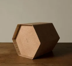 Pierce & Ward BLOCK PRINTED DOT & GRID HEXAGON COLLAPSIBLE BASKET | Vessels | Bed + Bath