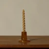 Pierce & Ward BRITISH COLOUR STANDARD GLASS CANDLEHOLDER IN ALMOND SHELL | Candlesticks & Candles