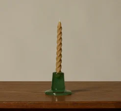 Pierce & Ward BRITISH COLOUR STANDARD GLASS CANDLEHOLDER IN JADE GREEN | Candlesticks & Candles