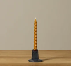 Pierce & Ward BRITISH COLOUR STANDARD GLASS CANDLEHOLDER IN MINERAL BLUE | Candlesticks & Candles