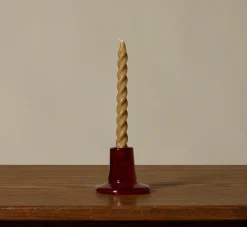 Pierce & Ward BRITISH COLOUR STANDARD GLASS CANDLEHOLDER IN GUARDSMAN RED | Candlesticks & Candles