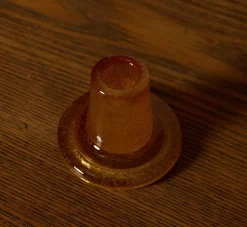 Pierce & Ward BRITISH COLOUR STANDARD GLASS CANDLEHOLDER IN ALMOND SHELL | Candlesticks & Candles