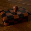 Pierce & Ward BUTTER DISH IN TERRACOTTA WITH BLACK CHECK | Kitchen | Gifts
