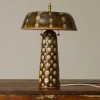 Pierce & Ward CASA ALFARERA POLKA LAMP IN CARAMEL BROWN WITH CREAM DOTS | Lighting