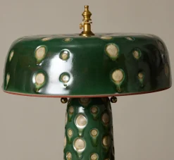 Pierce & Ward CASA ALFARERA POLKA LAMP IN JADE GREEN WITH CREAM DOTS | Lighting