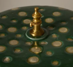 Pierce & Ward CASA ALFARERA POLKA LAMP IN JADE GREEN WITH CREAM DOTS | Lighting