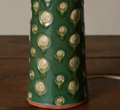 Pierce & Ward CASA ALFARERA POLKA LAMP IN JADE GREEN WITH CREAM DOTS | Lighting