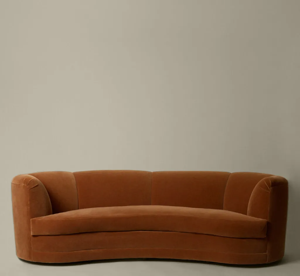 Pierce & Ward CROISSANT COUCH IN APRICOT MOHAIR | Furniture