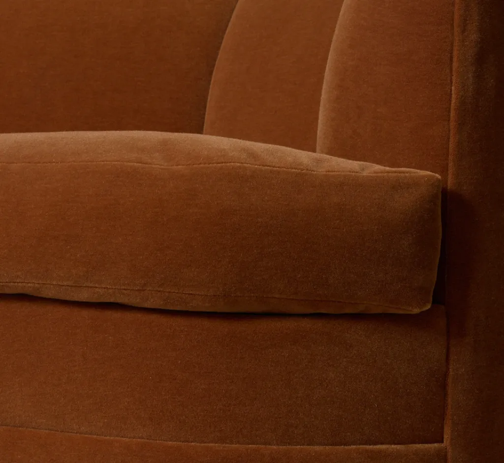 Pierce & Ward CROISSANT COUCH IN APRICOT MOHAIR | Furniture