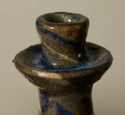 Pierce & Ward EARTHENWARE FOLK ART CELESTE SWIRL CANDLESTICK HOLDERS | Ceramics | Candlesticks & Candles