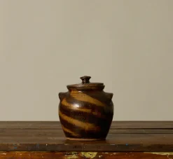 Pierce & Ward EARTHENWARE FOLK ART SWIRL VESSEL WITH LID III | Ceramics | Vessels
