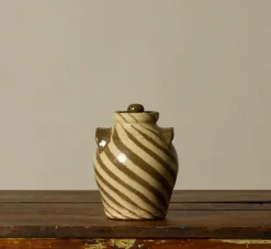Pierce & Ward EARTHENWARE FOLK ART SWIRL VESSEL WITH LID IV | Ceramics | Vessels
