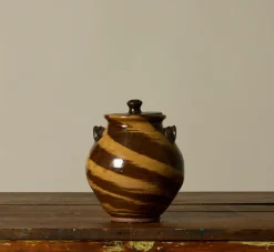 Pierce & Ward EARTHENWARE FOLK ART SWIRL VESSEL WITH LID II | Ceramics | Vessels