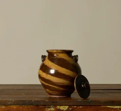 Pierce & Ward EARTHENWARE FOLK ART SWIRL VESSEL WITH LID II | Ceramics | Vessels