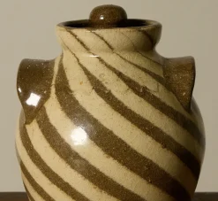 Pierce & Ward EARTHENWARE FOLK ART SWIRL VESSEL WITH LID IV | Ceramics | Vessels