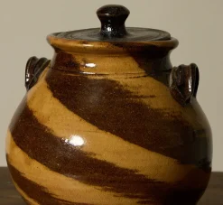 Pierce & Ward EARTHENWARE FOLK ART SWIRL VESSEL WITH LID II | Ceramics | Vessels