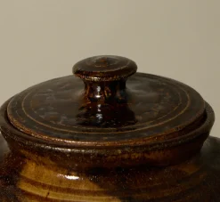 Pierce & Ward EARTHENWARE FOLK ART SWIRL VESSEL WITH LID III | Ceramics | Vessels