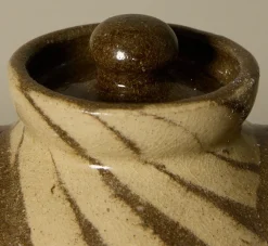 Pierce & Ward EARTHENWARE FOLK ART SWIRL VESSEL WITH LID IV | Ceramics | Vessels