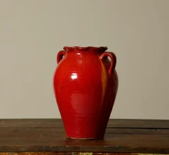 Pierce & Ward FOLK ART FIRE RED VASE | Ceramics | Vessels