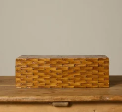 Pierce & Ward FOLK ART MATCHSTICK BOX WITH RED VELVET INTERIOR | Boxes