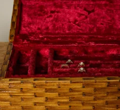 Pierce & Ward FOLK ART MATCHSTICK BOX WITH RED VELVET INTERIOR | Boxes