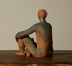 Pierce & Ward FOLK ART SCULPTURE "LADY WITH OWL" | Ceramics | Objets D'Art