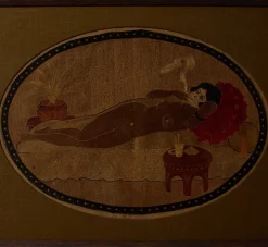 Pierce & Ward FRENCH ART DECO EMBROIDERED RECLINING NUDE | Art
