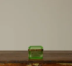 Pierce & Ward FRENCH VICTORIAN GREEN GLASS BOX | Boxes