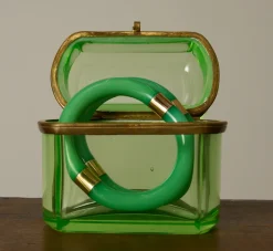 Pierce & Ward FRENCH VICTORIAN GREEN GLASS BOX | Boxes