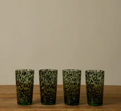 Pierce & Ward HAND BLOWN MINT TORTOISE SHELL HIGHBALL GLASS | Kitchen