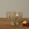 Pierce & Ward HAND PAINTED GLASS FOOTED BOWL WITH STRIPES | Kitchen