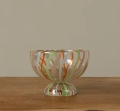 Pierce & Ward HAND PAINTED GLASS FOOTED BOWL WITH STRIPES | Kitchen