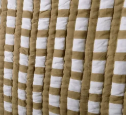 Pierce & Ward HAND-BLOCK PRINTED GRID QUILT IN OLIVE - QUEEN | Bed + Bath