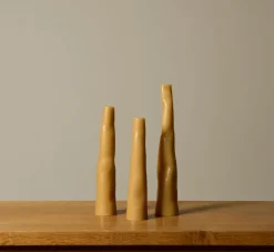 Pierce & Ward HANDS WOBBLE CANDLE SET IN NATURAL | Candlesticks & Candles