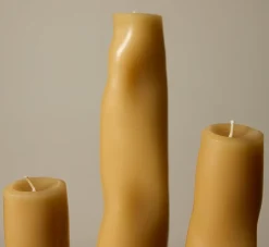 Pierce & Ward HANDS WOBBLE CANDLE SET IN NATURAL | Candlesticks & Candles