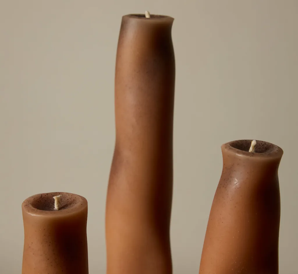 Pierce & Ward HANDS WOBBLE CANDLE SET IN BLUSH | Candlesticks & Candles