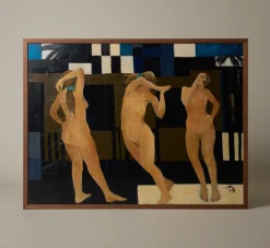 Pierce & Ward LARGE MIXED MEDIA MODERNIST PAINTING OF NUDE WOMAN | Art
