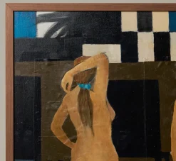 Pierce & Ward LARGE MIXED MEDIA MODERNIST PAINTING OF NUDE WOMAN | Art