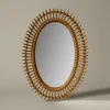 Pierce & Ward MID CENTURY MODERN SPIKED RATTAN WALL MIRROR I "OVAL" | Mirrors
