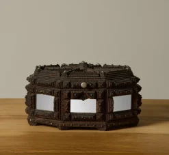 Pierce & Ward MIRRORED HAND-CARVED TRAMP ART JEWELRY BOX | Boxes
