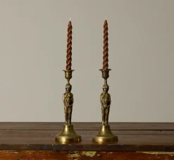Pierce & Ward PAIR OF ANTIQUE FRENCH BRASS PRIESTESS CANDLESTICK HOLDERS | Candlesticks & Candles