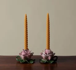 Pierce & Ward PAIR OF BEESWAX TAPER SWIVEL CANDLES NATURAL | Candlesticks & Candles