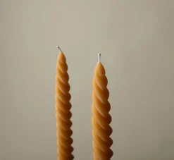 Pierce & Ward PAIR OF BEESWAX TAPER SWIVEL CANDLES NATURAL | Candlesticks & Candles