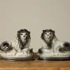 Pierce & Ward PAIR OF BLACK STAFFORDSHIRE LIONS | Ceramics | Objets D'Art