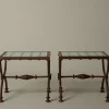 Pierce & Ward PAIR OF FRENCH OXIDIZED IRON SIDE TABLES WITH GLASS TOP | Furniture